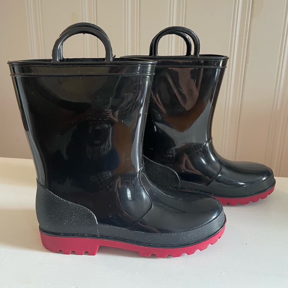 Skadoo black rubber rain boots size little kid 2